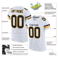 Custom Football Jersey - White Black-Gold Mesh Authentic