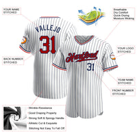 Custom Baseball Jersey - White Navy Pinstripe Red-Navy Authentic