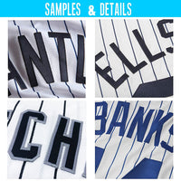 Custom Baseball Jersey - White Light Blue Pinstripe Light Blue-Navy Authentic