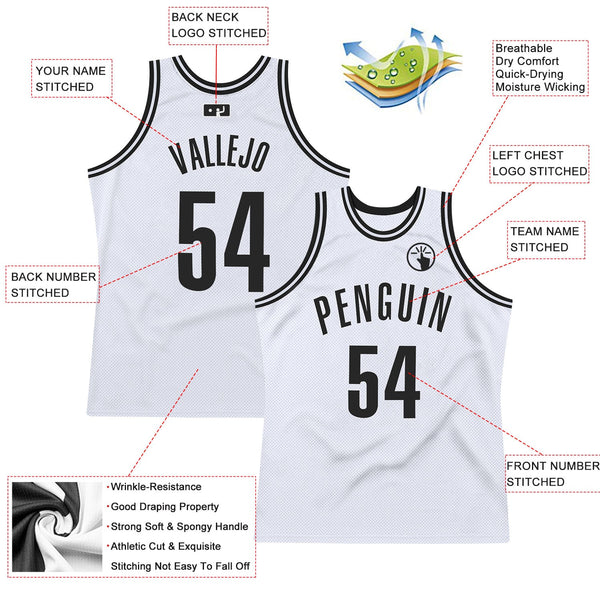 Custom Basketball Jersey - White Black Authentic Throwback