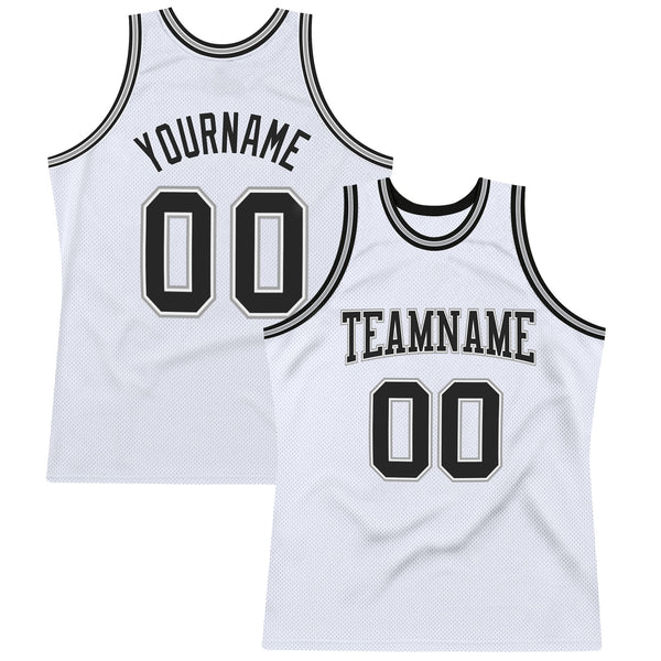 Custom Basketball Jersey - White Black-Gray Authentic Throwback
