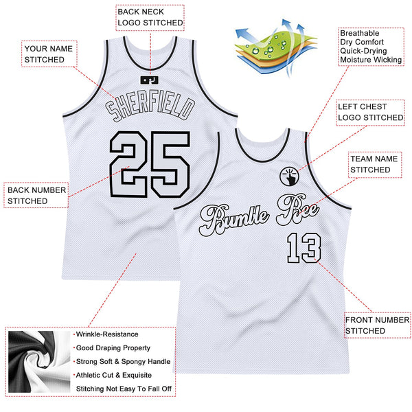 Custom Basketball Jersey - White White-Black Authentic Throwback