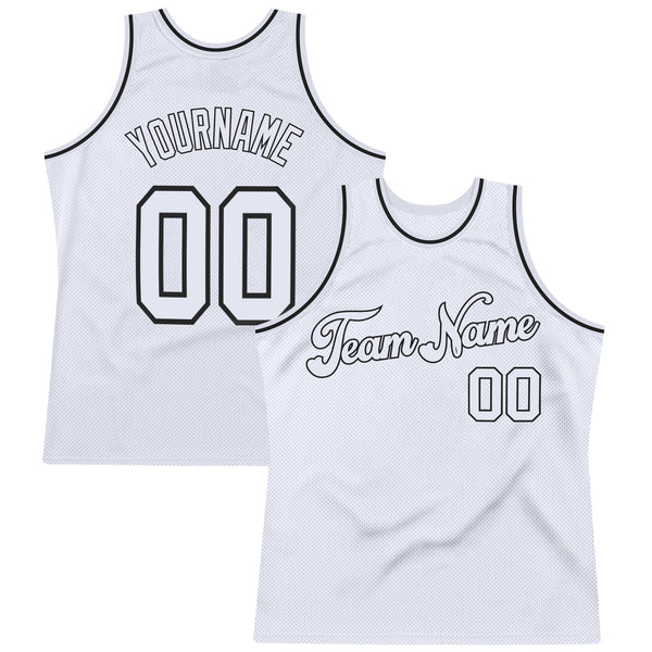 Custom Basketball Jersey - White White-Black Authentic Throwback