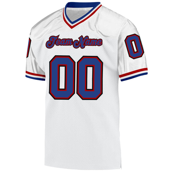 Custom Football Jersey - White Royal-Red Mesh Authentic Throwback