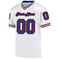 Custom Football Jersey - White Royal-Red Mesh Authentic Throwback