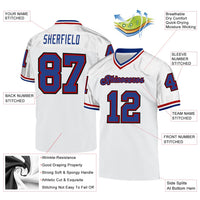 Custom Football Jersey - White Royal-Red Mesh Authentic Throwback