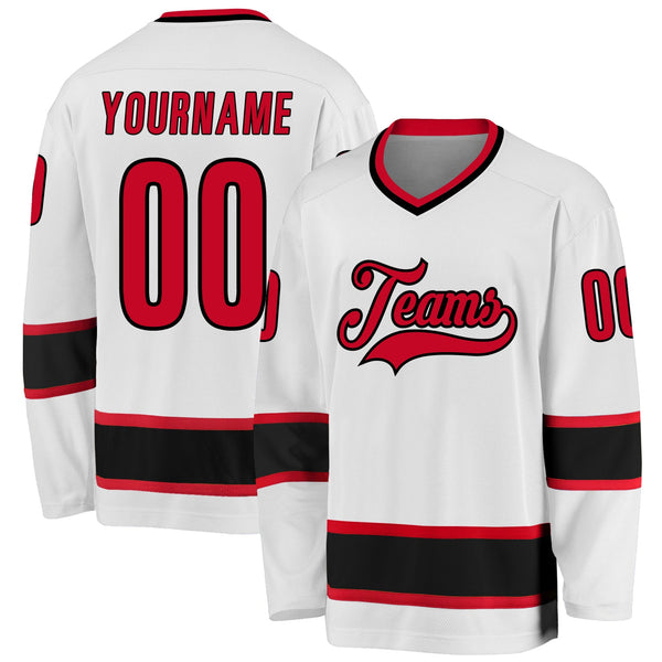Custom Hockey Jersey - White Red-Black