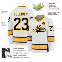 Custom Hockey Jersey - White Black-Gold