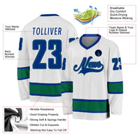 Custom Hockey Jersey - White Royal-Kelly Green