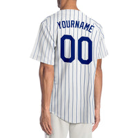 Custom Baseball Jersey - White Royal Pinstripe Royal-White Authentic