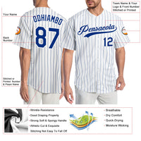 Custom Baseball Jersey - White Royal Pinstripe Royal-White Authentic