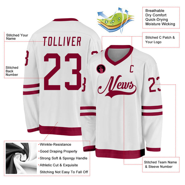 Custom Hockey Jersey - White Maroon