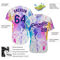 Custom Baseball Jersey - White Royal-Pink 3D Pattern Design Watercolor Authentic